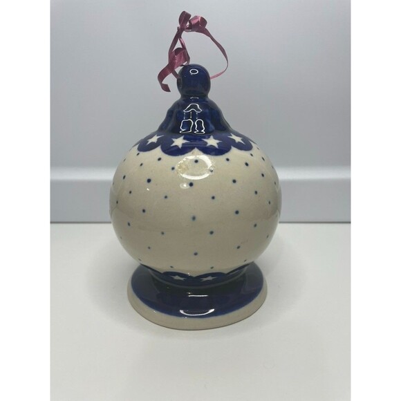 Polish Pottery Hot Air Balloon shape Christmas Tree Decor Ornaments marked stars - Picture 1 of 5